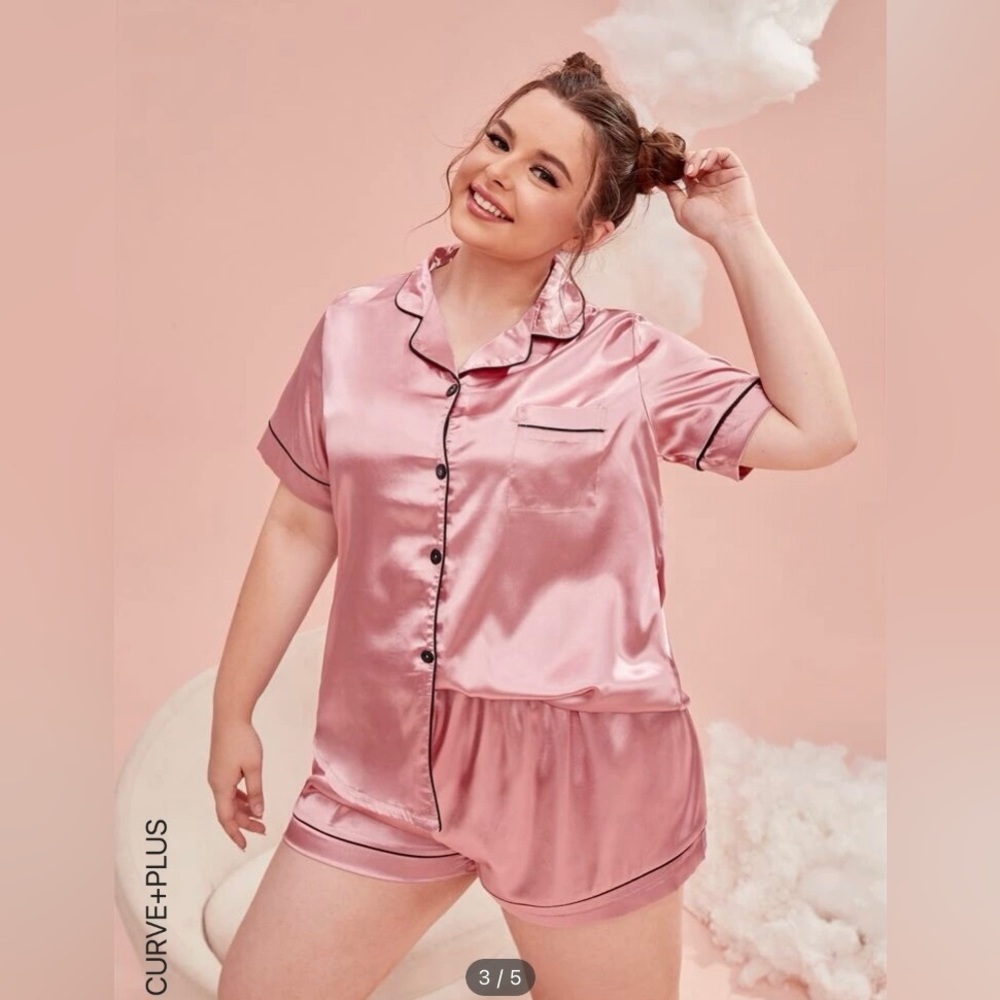 Pink Satin Pajama Set